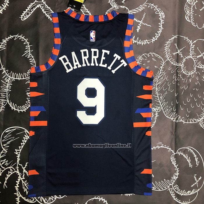 Maglia New York Knicks Rj Barrett #9 Citta Edition 2019-20 Blu